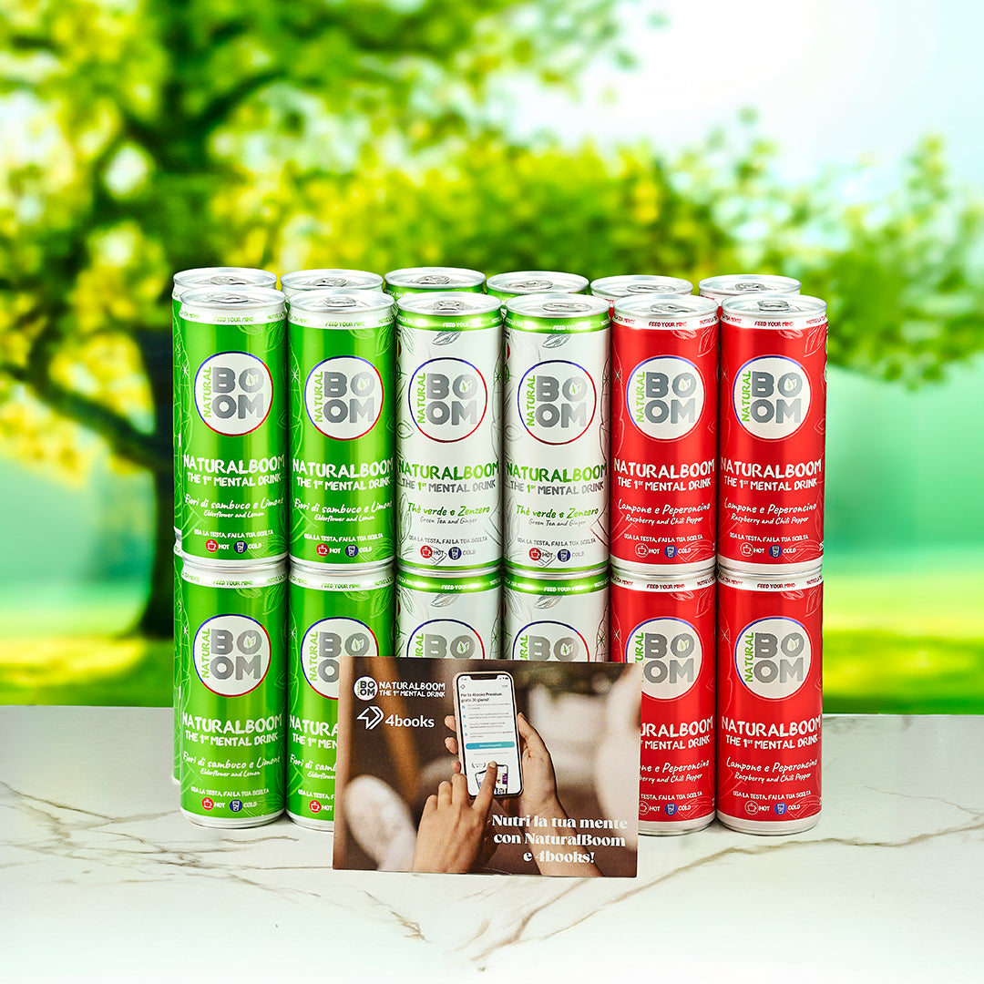 Cofanetto NaturalBoom 4books con 24 lattine di NaturalBoom