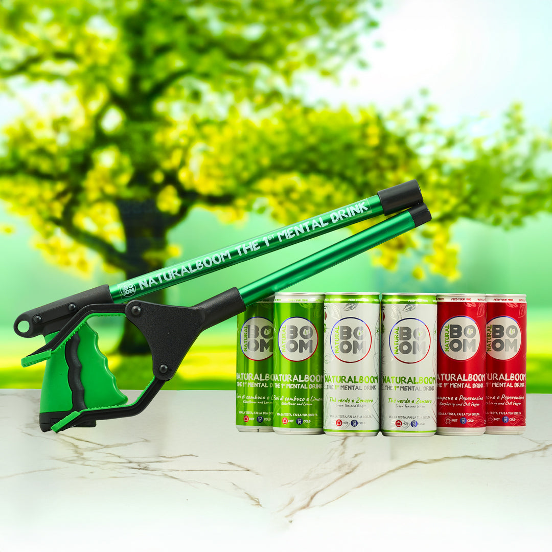 Plogging pinza + 6 lattine di NaturalBoom