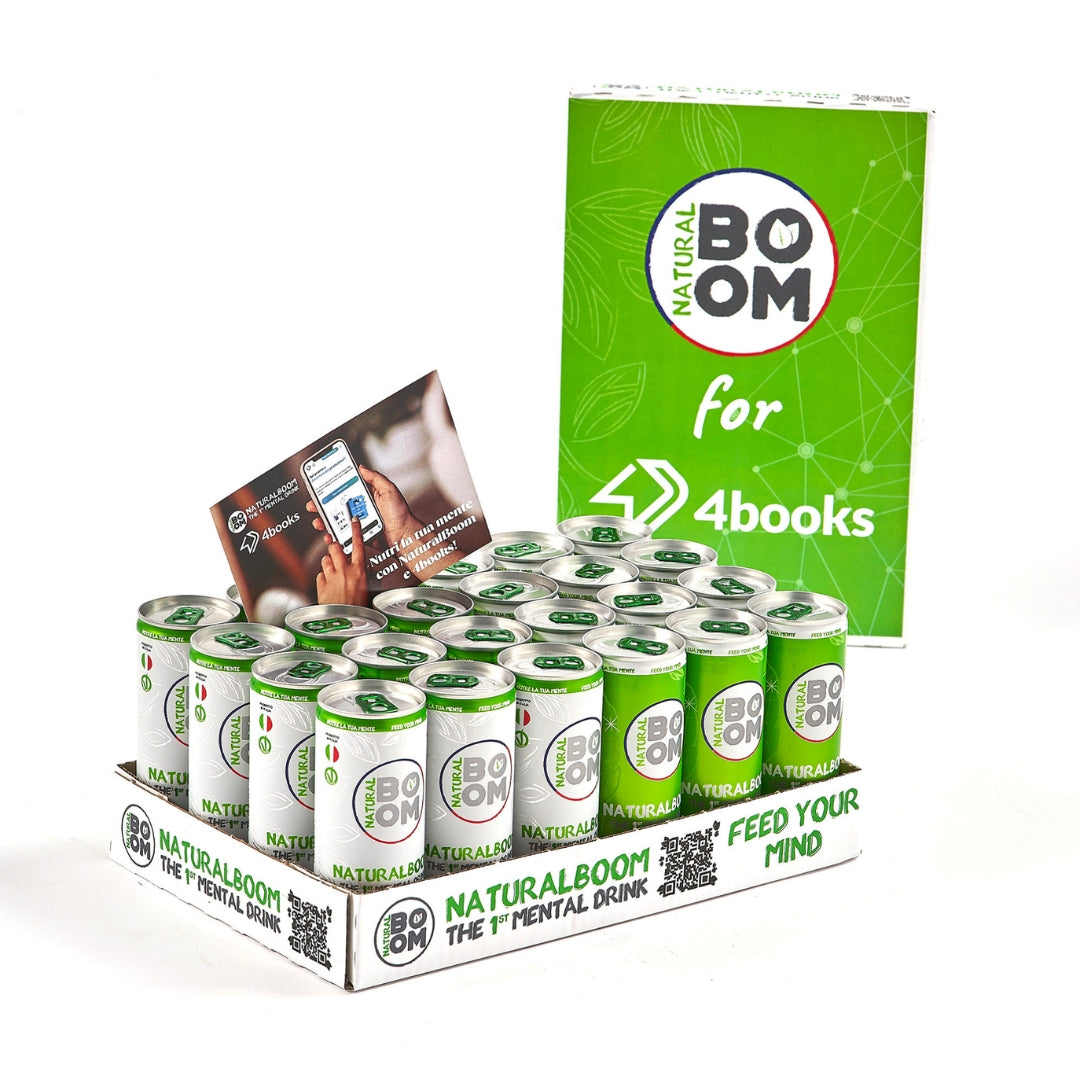 Cofanetto NaturalBoom4books con 24 lattine di NaturalBoom